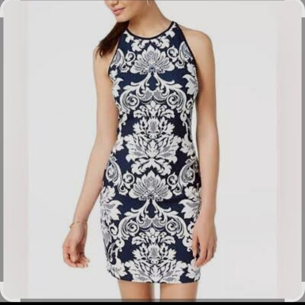 B Darlin Navy and White Floral Mini Dress, Size 3/4